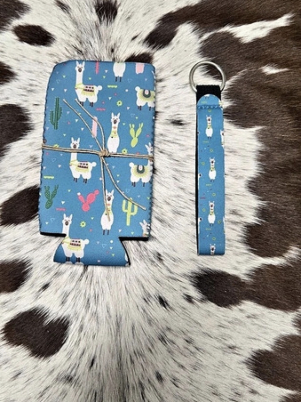 Cactus And Llama Koozie And Wristlet Set